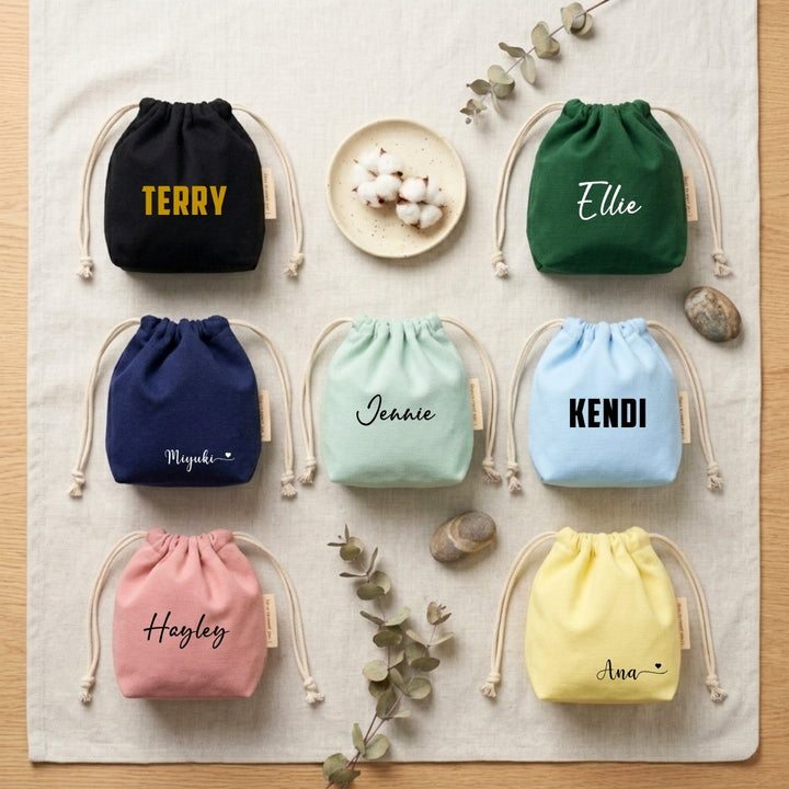 Personalised Cotton Linen | Drawstring Canvas Pouch | Travel Clothing | Storage Bag Cosmetic Storage Pouch | Xmas Gift