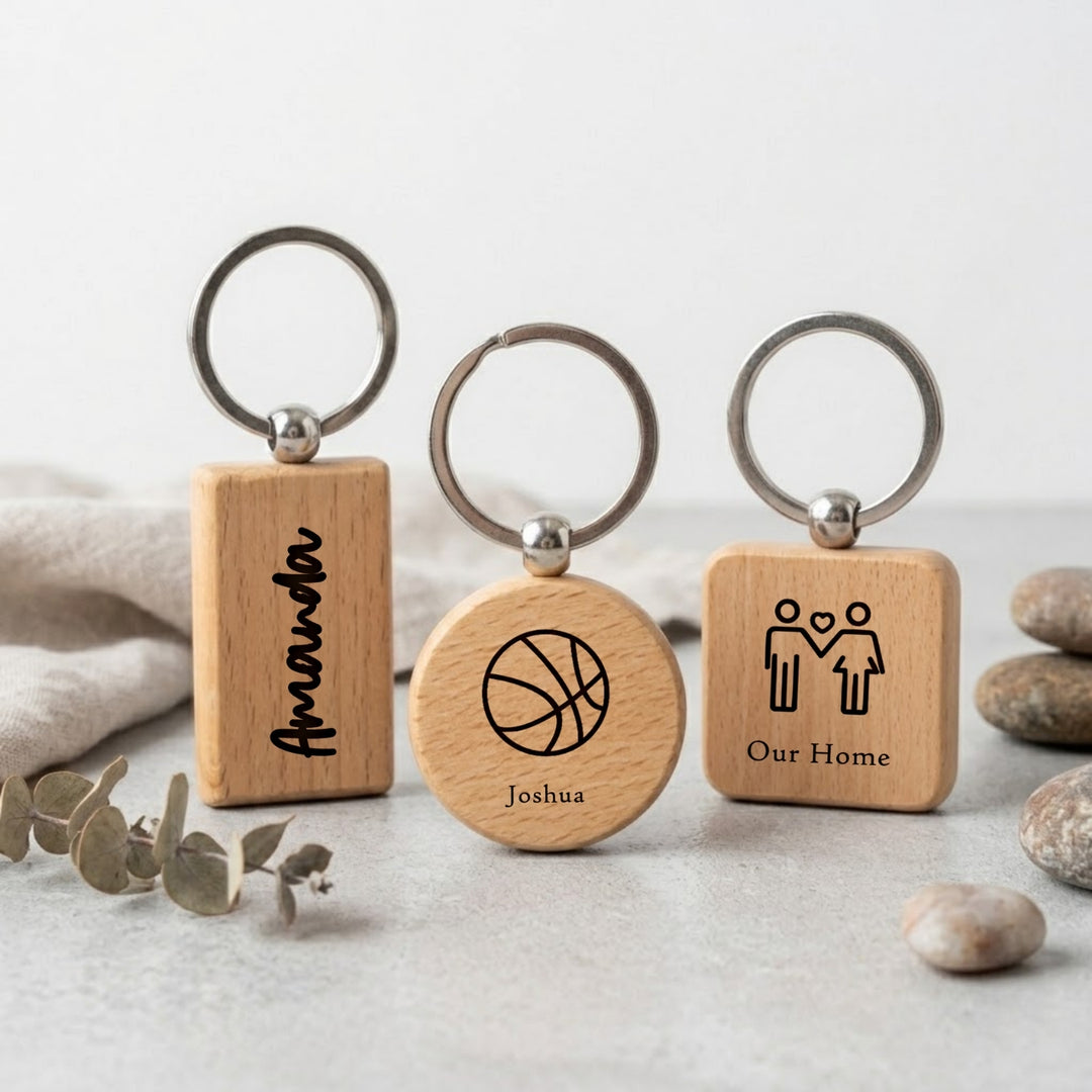 Personalised Wooden Custom Keychain | Custom Name Keychain | Customised Gift | Engraving Gift Keychain  Valentines Gift