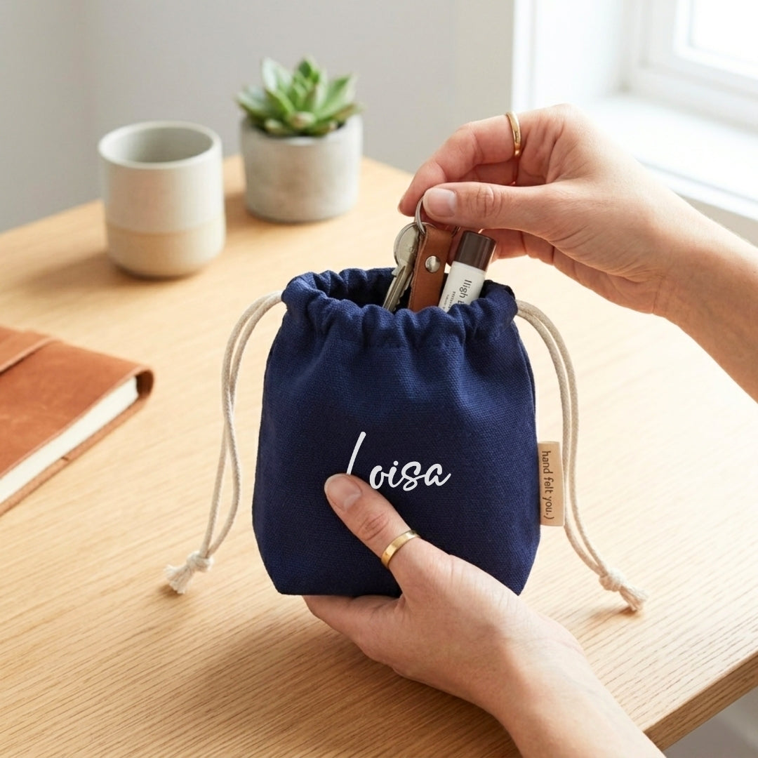 Personalised Cotton Linen | Drawstring Canvas Pouch | Travel Clothing | Storage Bag Cosmetic Storage Pouch | Xmas Gift