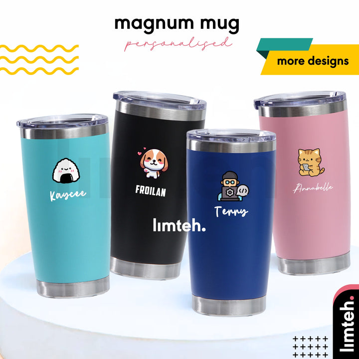 Personalised Magnum Mug | Stainless Steel Thermal Coffee Mug cups with Lid | Farewell Gifts | Birthday Gifts | LIMTEH