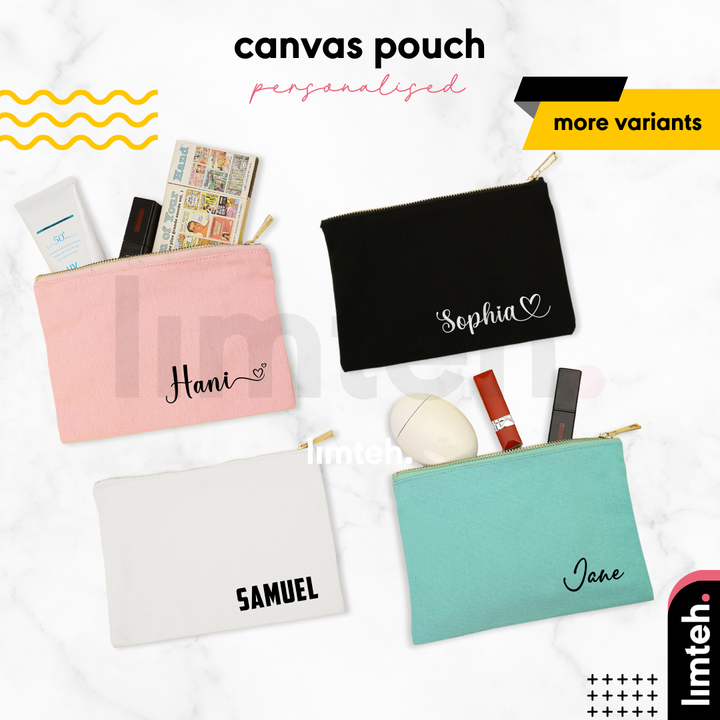 Personalised Canvas Pouch | Mini Pouch Woman | Pencil Case | Customised Gift | Christmas Gift | Travel Pouch | LIMTEH