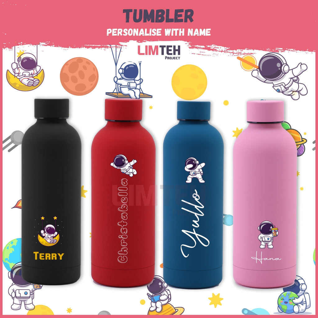 Personalised Tumbler | Cute Astronaut | Thermal Stainless Steel Water Bottle 500ml  Christmas Gifts  Farewell Gifts  Birthday Gifts