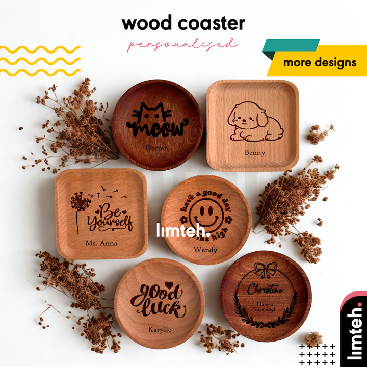 Personalised Wood Coaster Customised Coaster Tray | Farewell Gifts | Christmas Gift Xmas gift