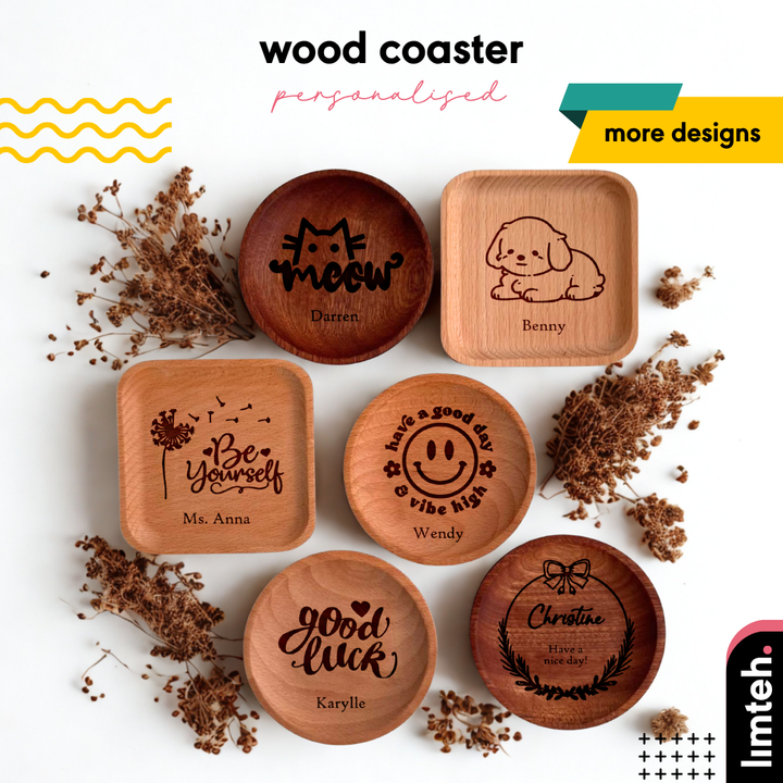 Personalised Wood Coaster Customised Coaster Tray | Farewell Gifts | Christmas Gift Xmas gift