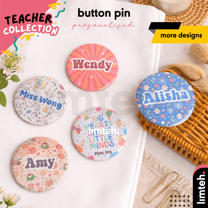 Personalized Button Badge Pin | Teacher's Day | Farewell Gift | Birthday Friends Colleagues Family