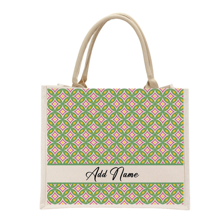 Personalised Ethnic Design Jute Bag | Custom Tote Bag |Customizable Jute Drawstring Bag| Top-handle Bag for Gifts | LIMTEH