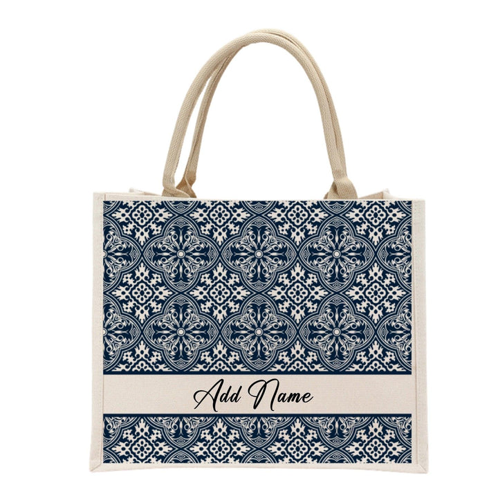 Personalised Ethnic Design Jute Bag | Custom Tote Bag |Customizable Jute Drawstring Bag| Top-handle Bag for Gifts | LIMTEH