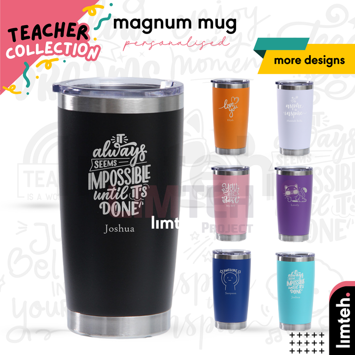 Personalised Magnum Mug | Engraving | Stainless Steel Thermal Coffee Mug cups with Lid | Farewell Gifts | Gifts | LIMTEH