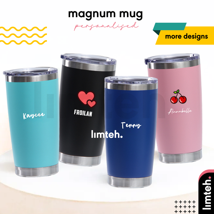 Personalised Magnum Mug | Stainless Steel Thermal Coffee Mug cups with Lid | Farewell Gifts | Birthday Gifts | LIMTEH