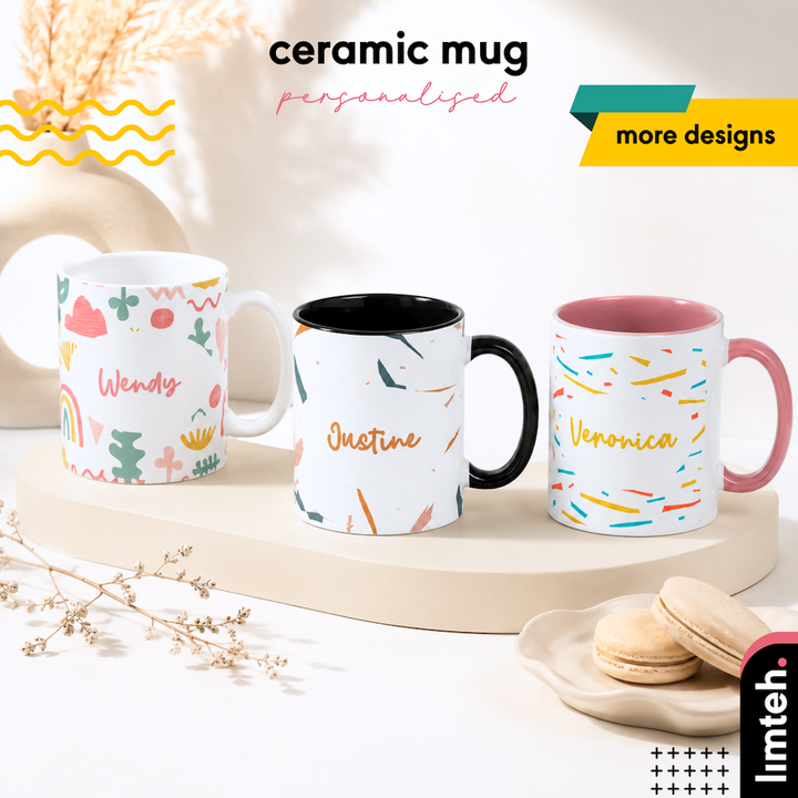 Customised Gift Ceramic Mug 325ML | Tea Coffee Cup | Breakfast Milk Water Glass Cup | Personalized Gift | Farewell Gifts