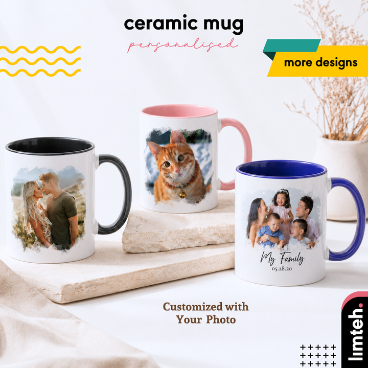 Personalised Ceramic Mug | Photo Mug | Gift With Name Word | Occasions Gift | Couple Gift | Christmas Gift | LIMTEH
