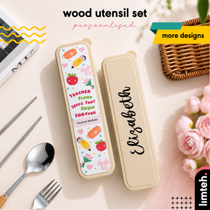 Personalised Wood Utensil Set | Teacher Day Gifts | Customised Gift | Occasion Gifts | Cutleries