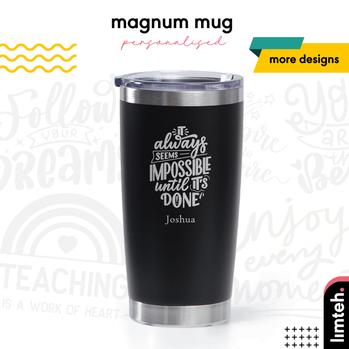 Personalised Magnum Mug | Engraving | Stainless Steel Thermal Coffee Mug cups with Lid | Farewell Gifts | Gifts | LIMTEH