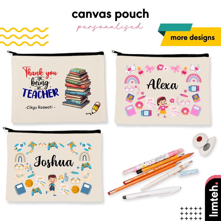 Personalised canvas pouch | mini pouch | pencil pouch | birthday gift | travel pouch | cute pouch| personalised gift