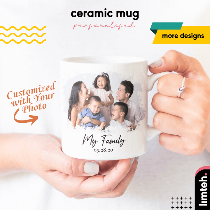 Personalised Ceramic Mug | Photo Mug | Gift With Name Word | Occasions Gift | Couple Gift | Christmas Gift | LIMTEH