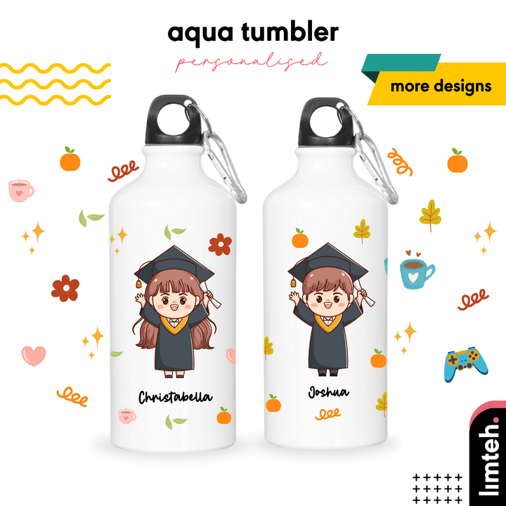 Personalised 500ml Aqua Tumbler | Thermal flask | Water Bottle | Customised gift | Christmas Gifts | Graduation Gifts 