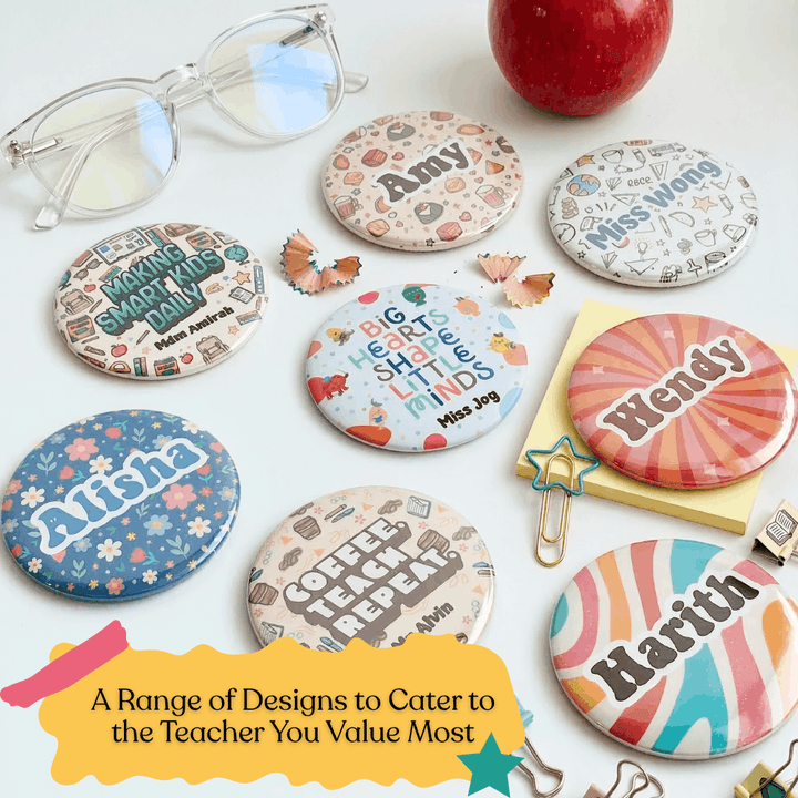 Personalized Button Badge Pin | Teacher's Day | Farewell Gift | Birthday Friends Colleagues Family