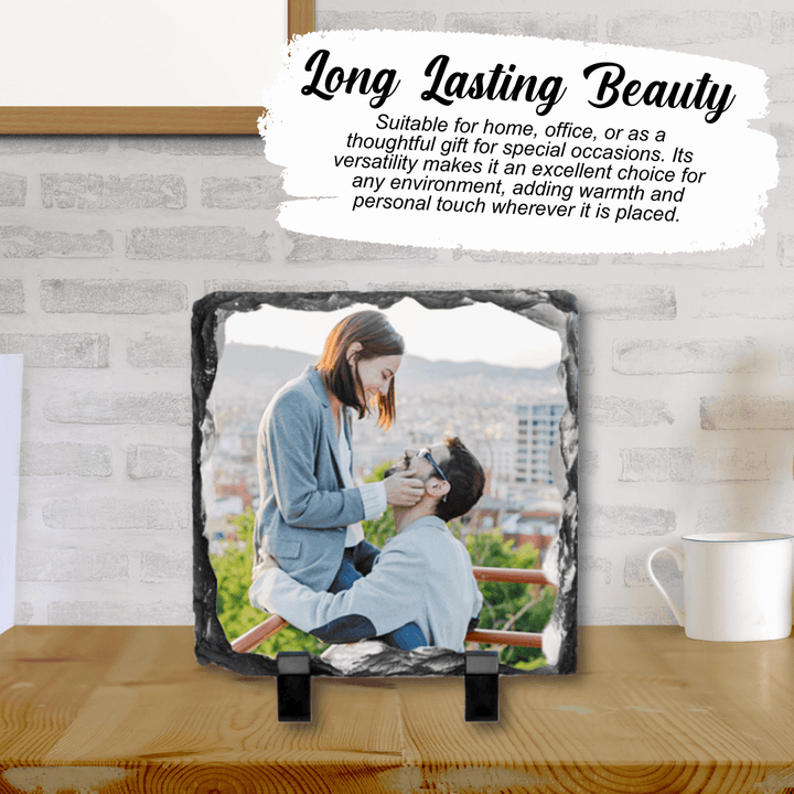 Personalised Photo Slate Print | Stone Frame | Photo Frame | Unique Gift Wedding Anniversary | Table Display | LIMTEH