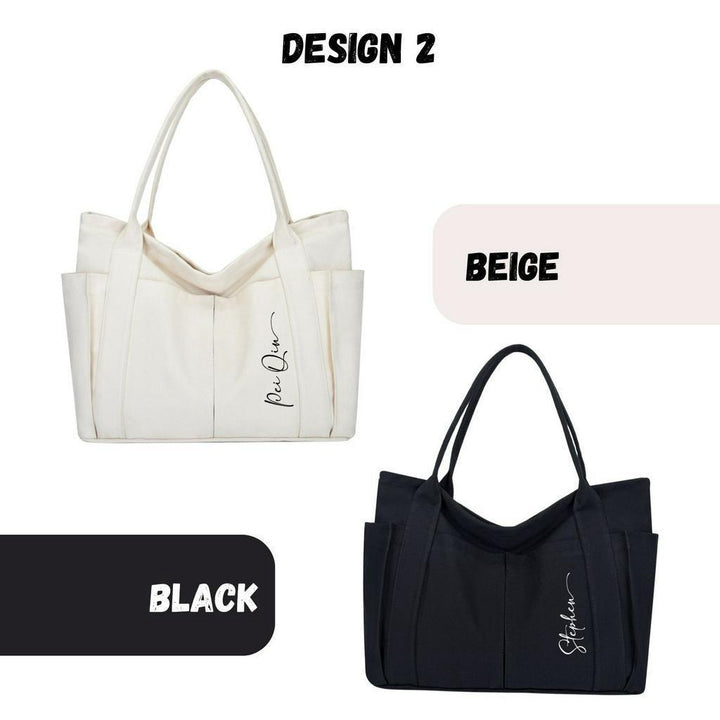 Personalised Oversize Tote Bag with compartments |  Laptop Bag | Canvas Bag | Organiser bag | Shoulder Bag | LIMTEH