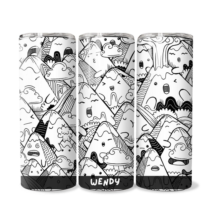 Personalised Skinny Tumbler 600ml | Doodle | Thermal Stainless Steel Water Bottle | Christmas Gifts | Customised Gift | Birthday