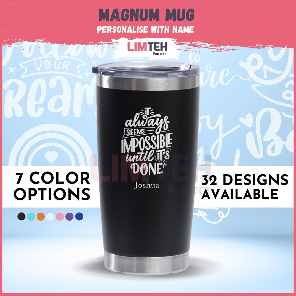 Personalised Magnum Mug | Engraving | Stainless Steel Thermal Coffee Mug cups with Lid | Farewell Gifts | Gifts | LIMTEH