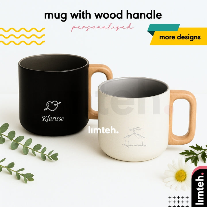 Personalised Wood Handle Mug Insulated Mug Cup | Customised gift | Farewell Christmas Gifts