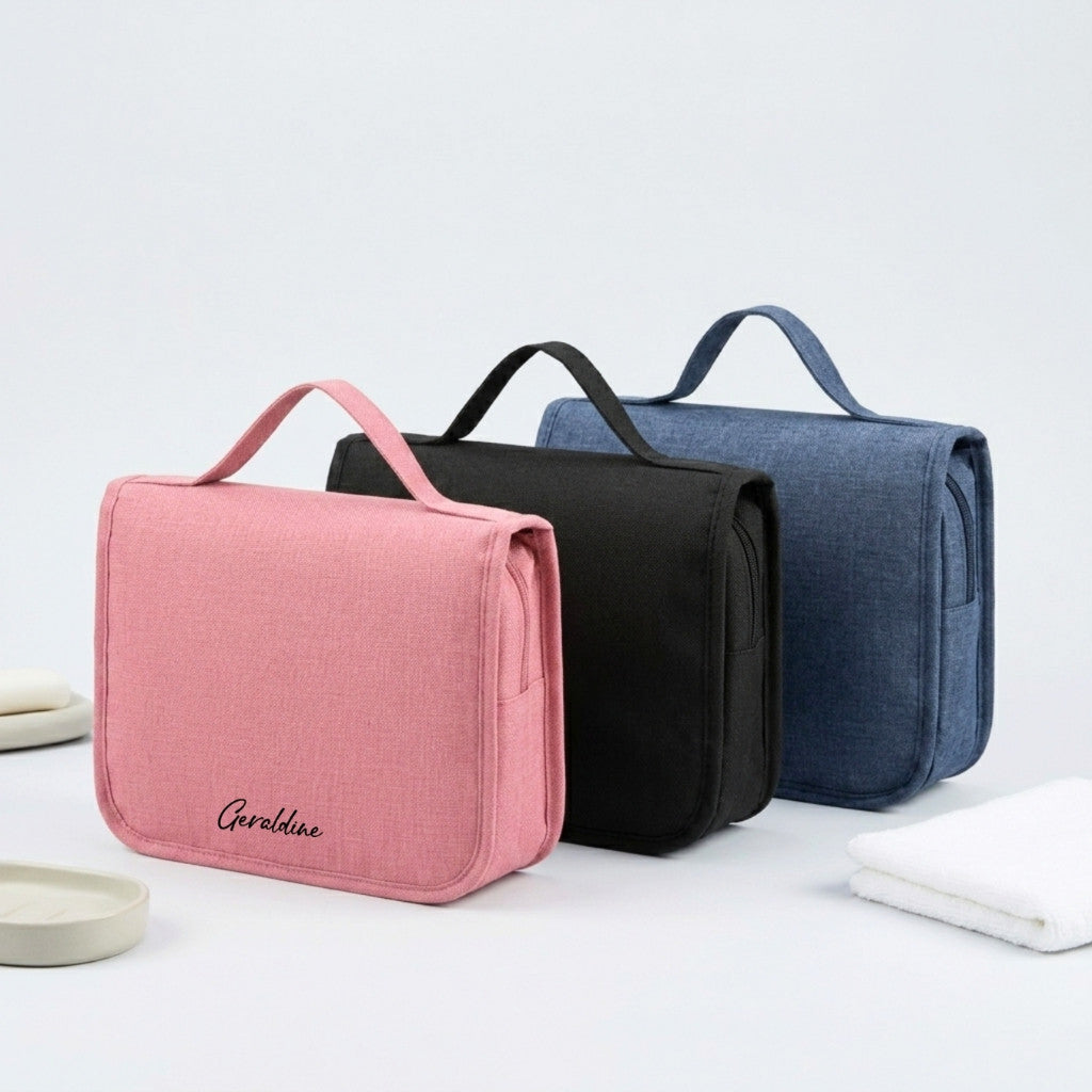 Personalised Toiletries Hook Bag | Portable Travel Organizer | Cosmetic Makeup Bag | Farewell Gift | LIMTEH