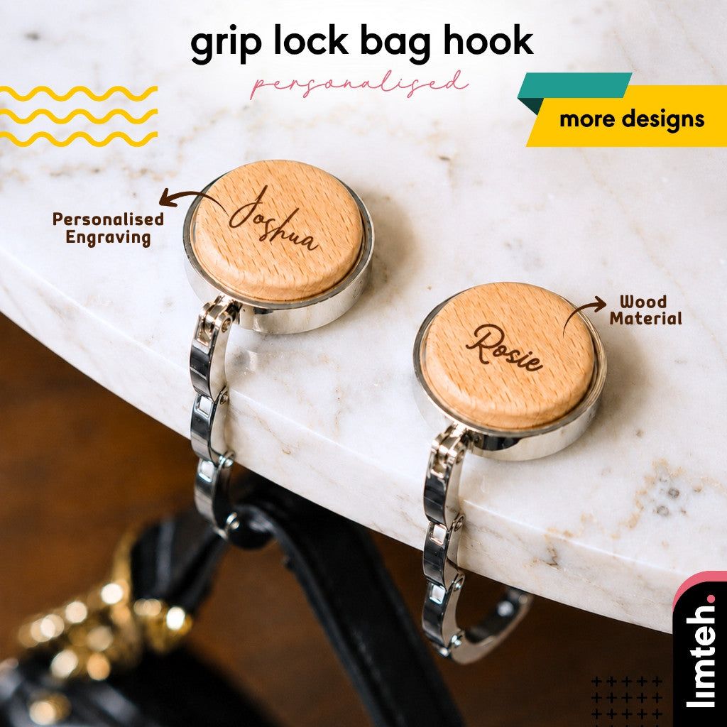 Personalised Grip Lock Bag Hook | Customised Bag Holder | Farewell Gift | Teachers Day Gift | Christmas Gift | LIMTEH