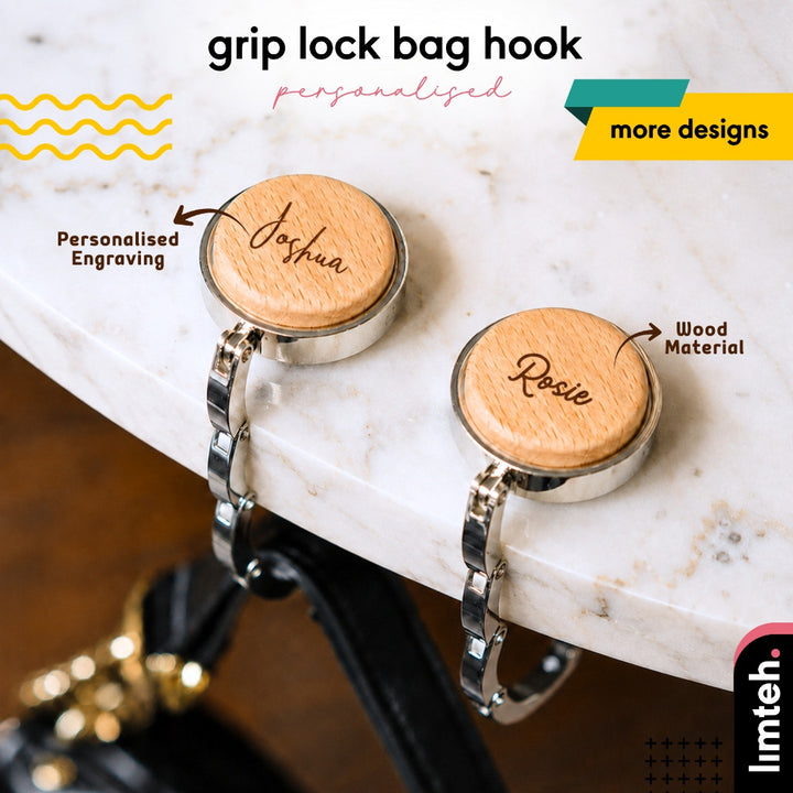 Personalised Grip Lock Bag Hook | Customised Bag Holder | Farewell Gift | Teachers Day Gift | Christmas Gift | LIMTEH