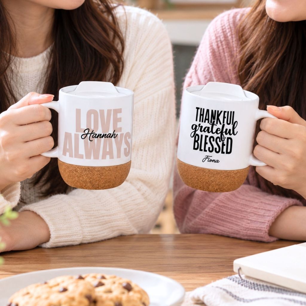Personalised Ceramic Mug | Customised Mug | Cork Base | Christmas Gift | Farewell Gift