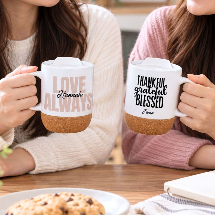 Personalised Ceramic Mug | Customised Mug | Cork Base | Christmas Gift | Farewell Gift