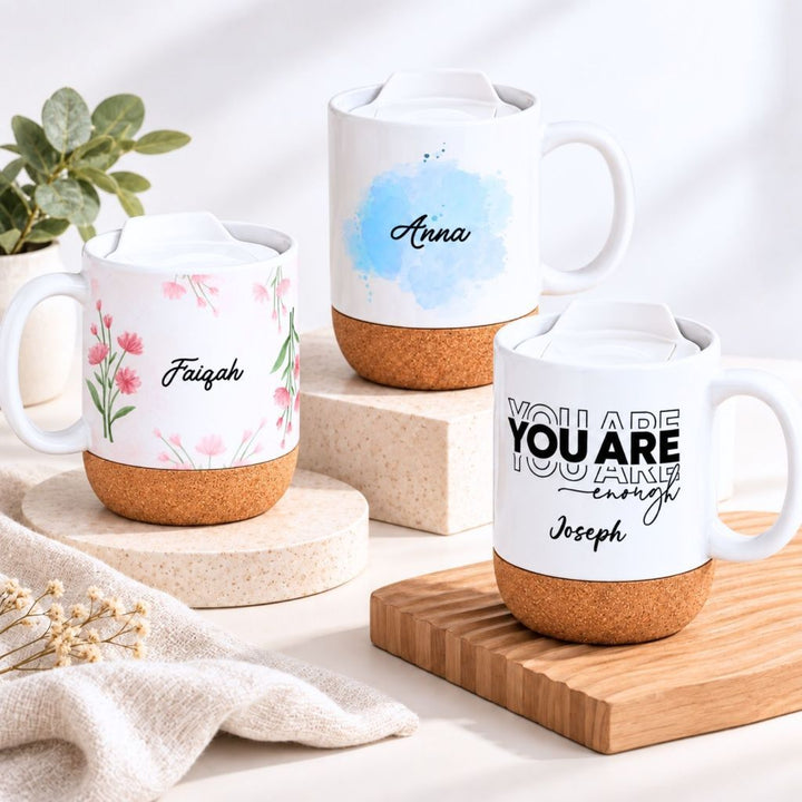 Personalised Ceramic Mug | Customised Mug | Cork Base | Christmas Gift | Farewell Gift