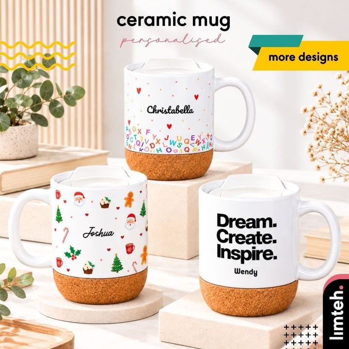 Personalised Ceramic Mug | Customised Mug | Cork Base | Christmas Gift | Farewell Gift
