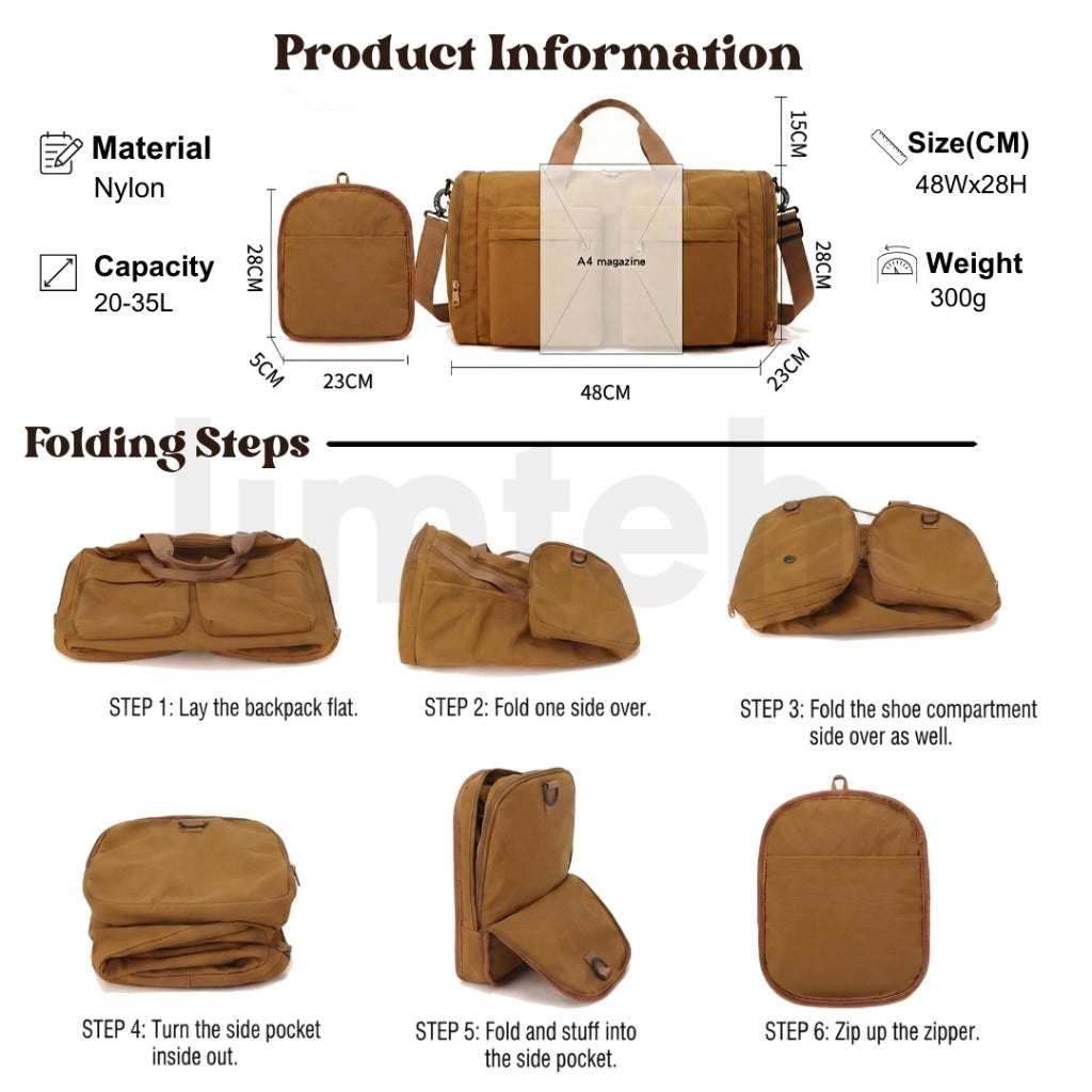 Personalised Travel Bag | Duffel Bag | Fitness Bag | Yoga Bag | Gym Bag | Gym bag Shoe Compartment | Wet Dry Separation