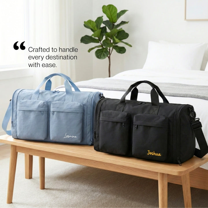 Personalised Travel Bag | Duffel Bag | Fitness Bag | Yoga Bag | Gym Bag | Gym bag Shoe Compartment | Wet Dry Separation