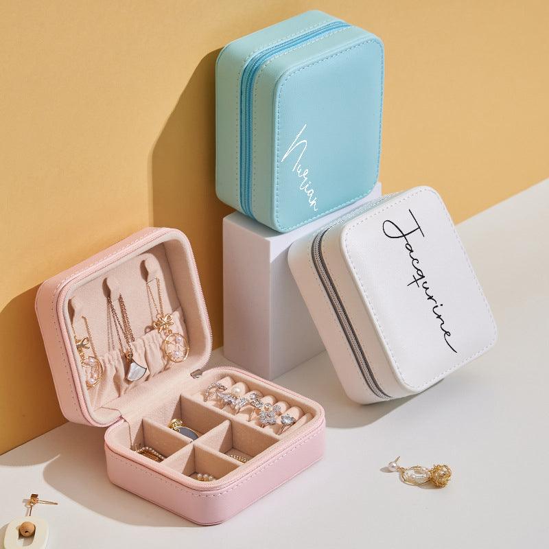 Personalised Portable Jewelry Box | Mini Travel Jewellery Storage Case | Velvet Rings Earrings Necklace Organizer