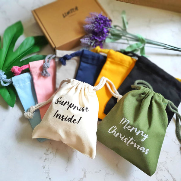 Personalised 13x16CM Canvas Pouch Gift Bag | Drawstring Bag | Storage Bag