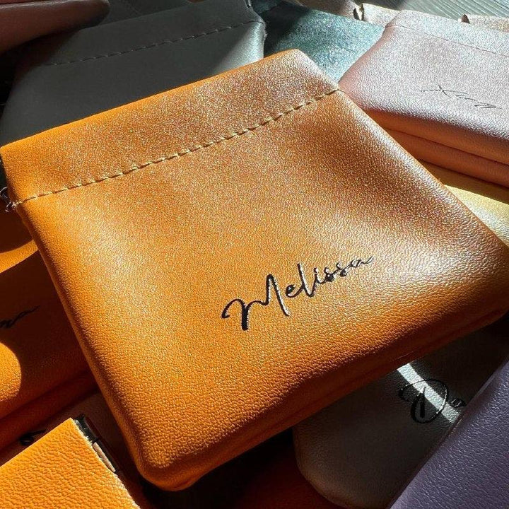 Personalised Macaron Leather Pouch with Name or Initials