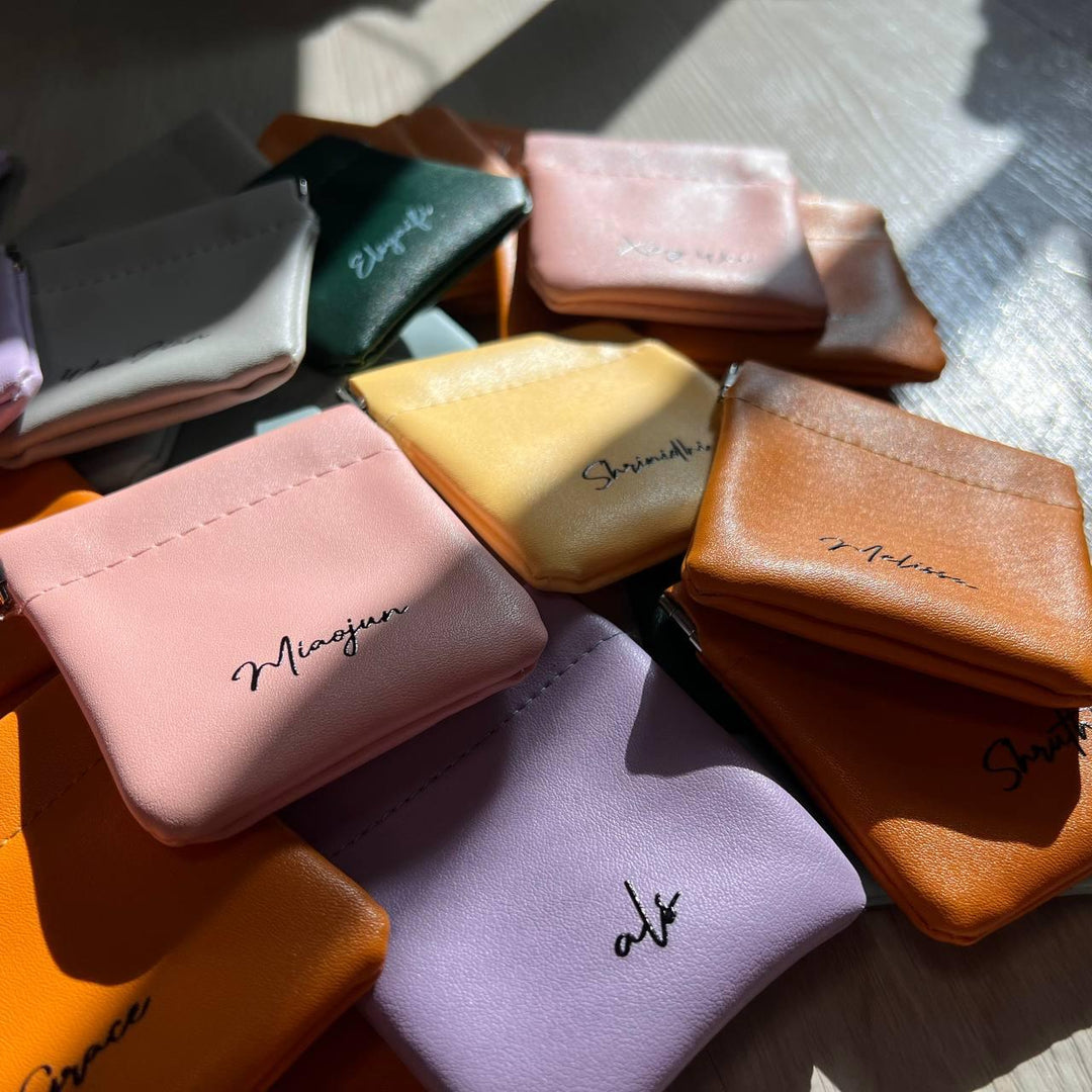 Personalised Macaron Leather Pouch with Name or Initials