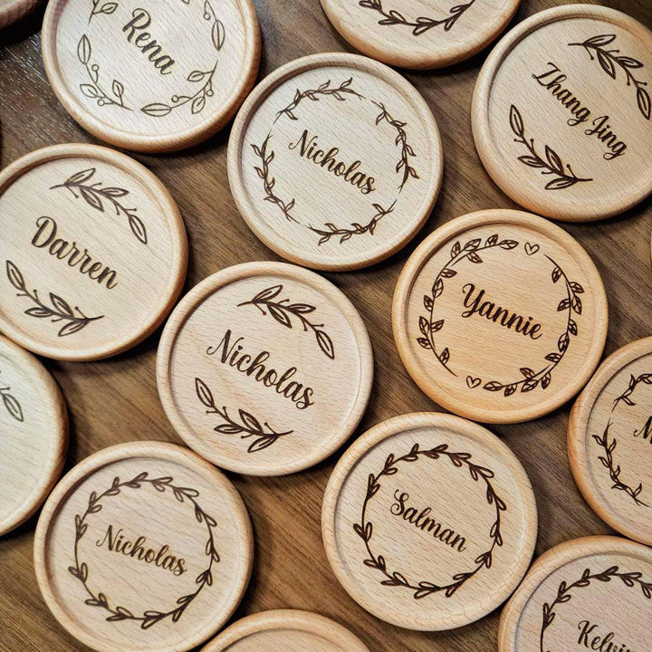 Personalised Wood Cup Coasters | Custom Design | Personalized Engraving Gift |  Customized Wood Children's Day